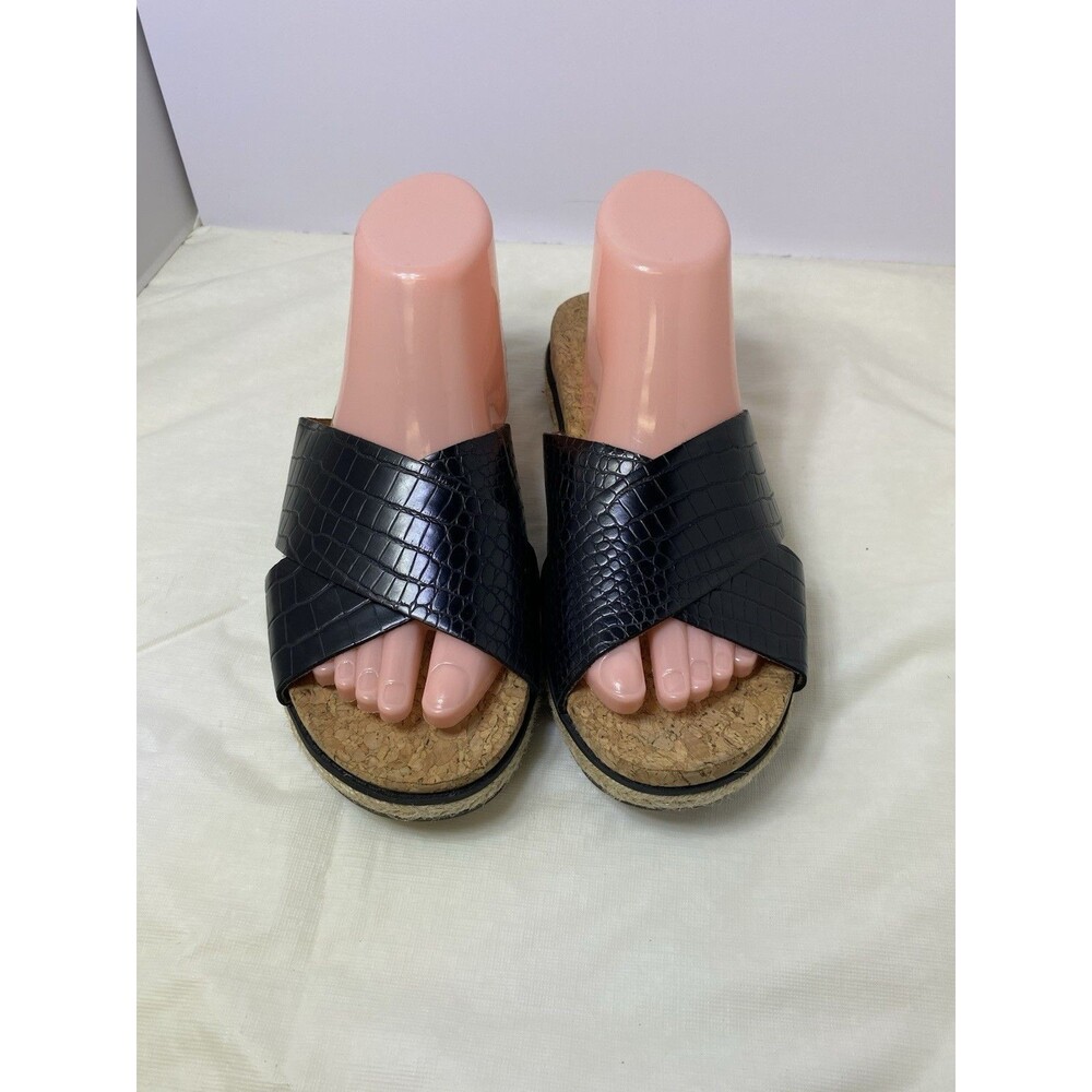 ADRIENNE VITTADINI SPORT POMMERY FAUX LEATHER WOMEN’S SANDALS Size 9 Black - Picture 7 of 9